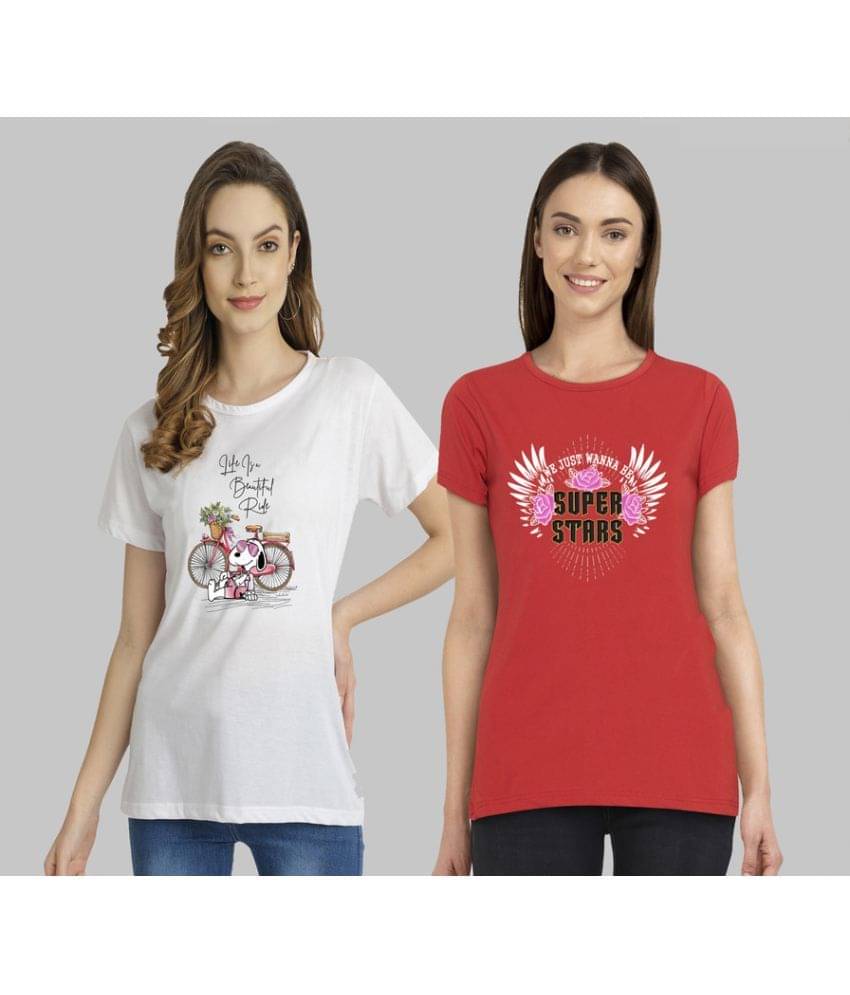 CHOZI Women Cotton Blend Printed Regular Fit Round Neck T-Shirt ( Multi Color ) CHOZI Women Cotton Blend Printed Regular Fit Round Neck T-Shirt ( Multi Color )