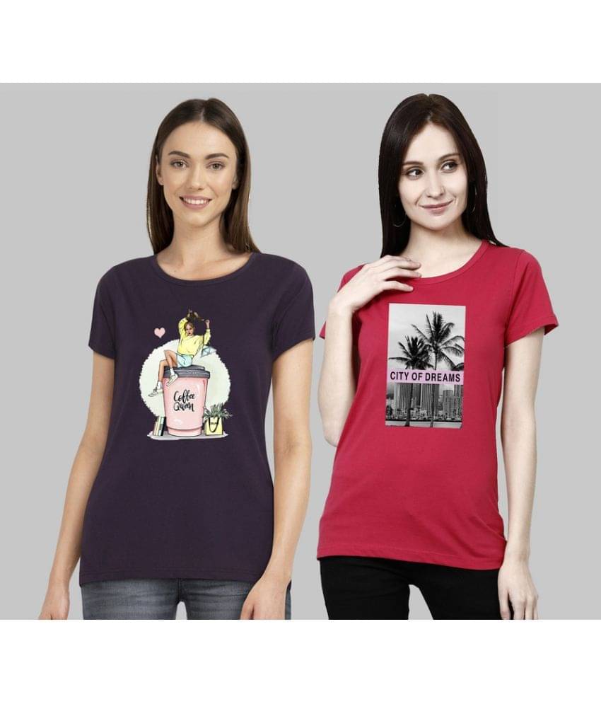 CHOZI Women Cotton Blend Printed Regular Fit Round Neck T-Shirt ( Multi Color ) CHOZI Women Cotton Blend Printed Regular Fit Round Neck T-Shirt ( Multi Color )