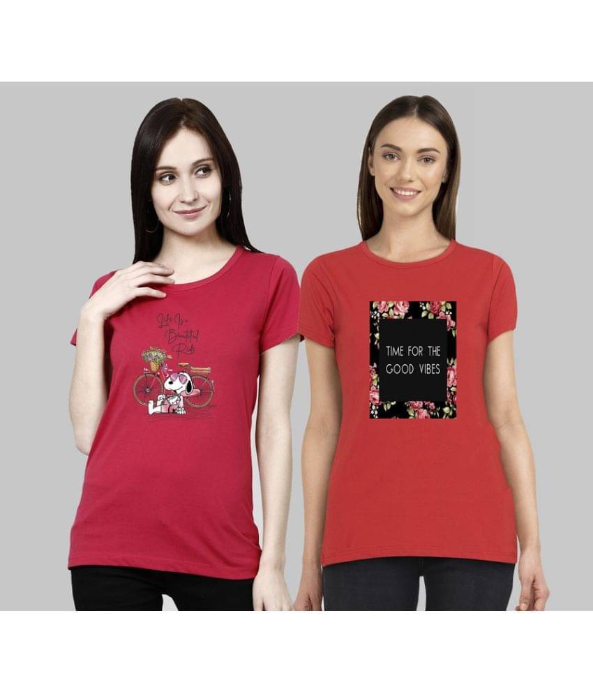 CHOZI Women Cotton Blend Printed Regular Fit Round Neck T-Shirt ( Multi Color ) CHOZI Women Cotton Blend Printed Regular Fit Round Neck T-Shirt ( Multi Color )