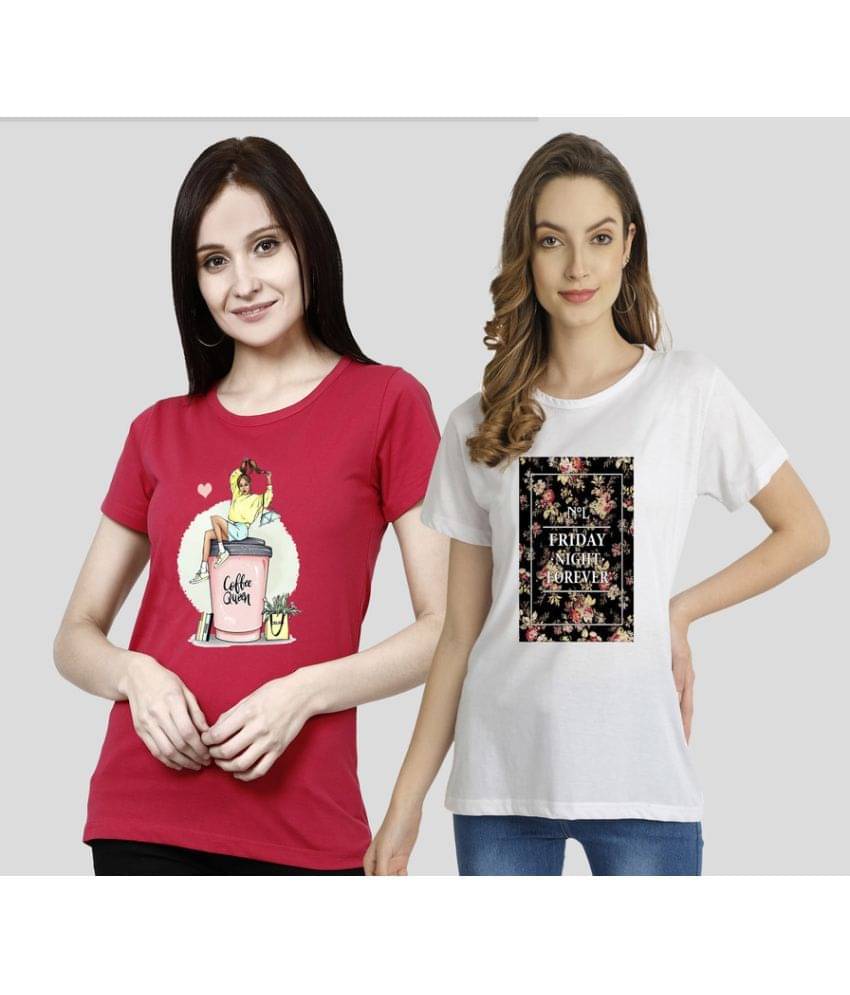 CHOZI Women Cotton Blend Printed Regular Fit Round Neck T-Shirt ( Multi Color )     			CHOZI Women Cotton Blend Printed Regular Fit Round Neck T-Shirt ( Multi Color )