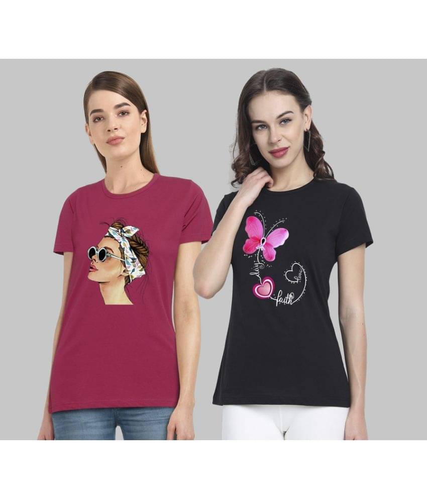 CHOZI Women Cotton Blend Printed Regular Fit Round Neck T-Shirt ( Multi Color ) CHOZI Women Cotton Blend Printed Regular Fit Round Neck T-Shirt ( Multi Color )
