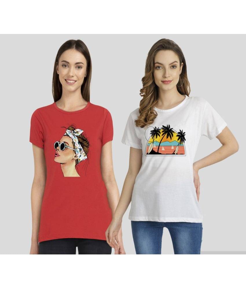 CHOZI Women Cotton Blend Printed Regular Fit Round Neck T-Shirt ( Multi Color ) CHOZI Women Cotton Blend Printed Regular Fit Round Neck T-Shirt ( Multi Color )