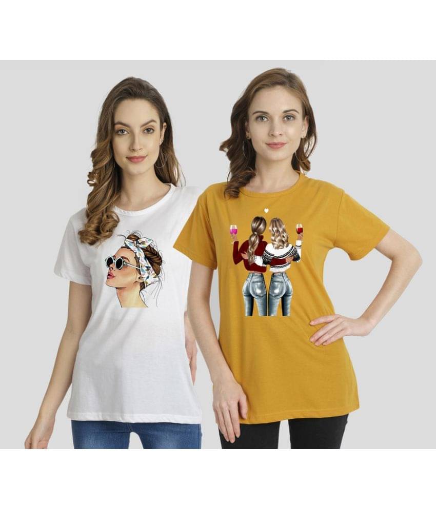     			CHOZI Women Cotton Blend Printed Regular Fit Round Neck T-Shirt ( Multi Color )