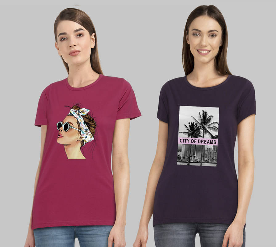 CHOZI Women Cotton Blend Printed Regular Fit Round Neck T-Shirt ( Multi Color ) CHOZI Women Cotton Blend Printed Regular Fit Round Neck T-Shirt ( Multi Color )
