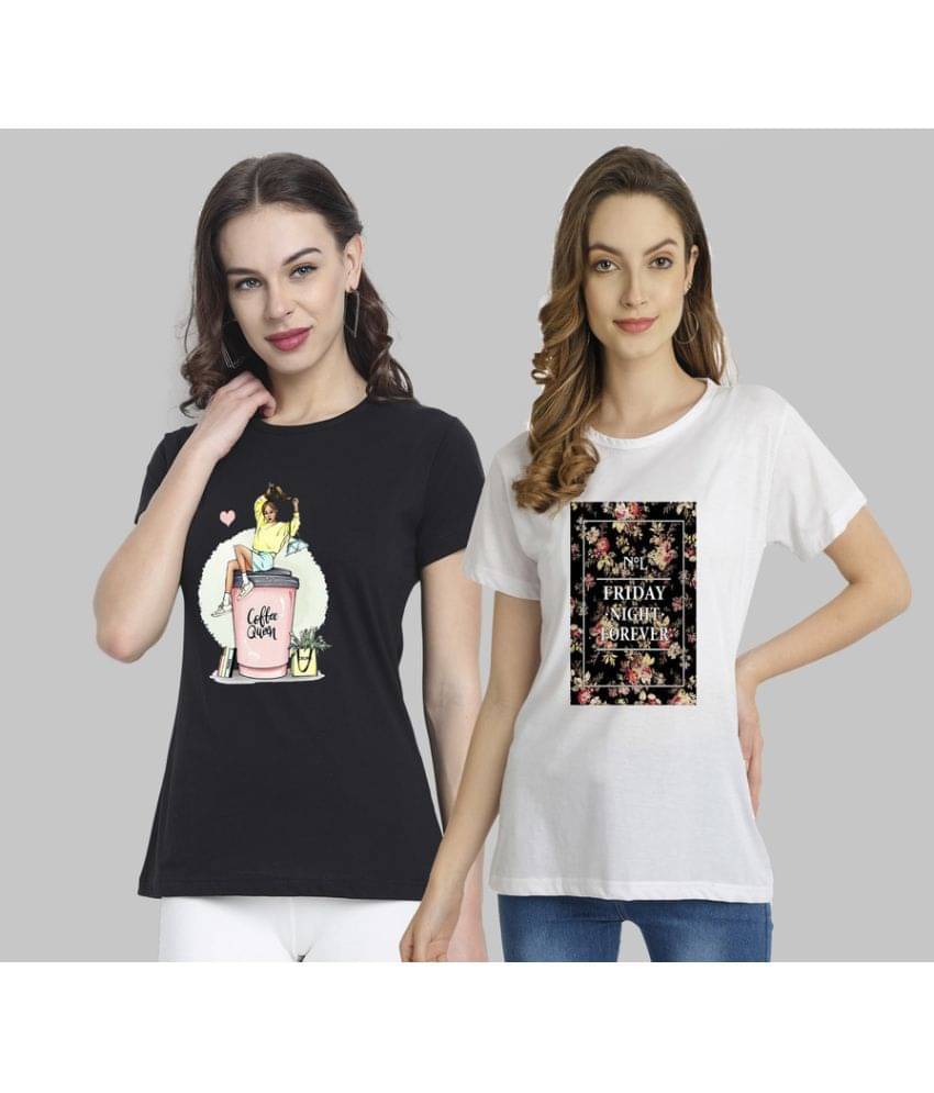 CHOZI Women Cotton Blend Printed Regular Fit Round Neck T-Shirt ( Multi Color ) CHOZI Women Cotton Blend Printed Regular Fit Round Neck T-Shirt ( Multi Color )