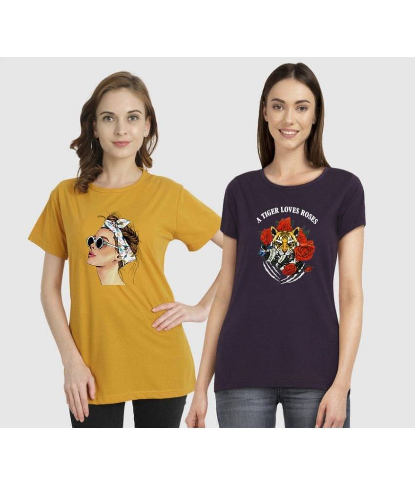     			CHOZI Women Cotton Blend Printed Regular Fit Round Neck T-Shirt ( Multi Color )