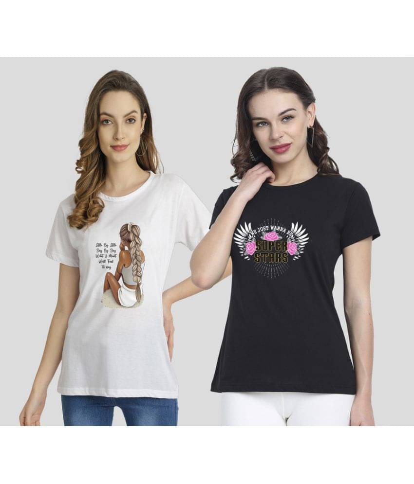     			CHOZI Women Cotton Blend Printed Regular Fit Round Neck T-Shirt ( Multi Color )