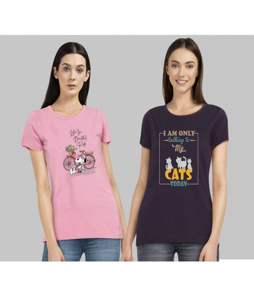 CHOZI Women Cotton Blend Printed Regular Fit Round Neck T-Shirt ( Multi Color ) CHOZI Women Cotton Blend Printed Regular Fit Round Neck T-Shirt ( Multi Color )