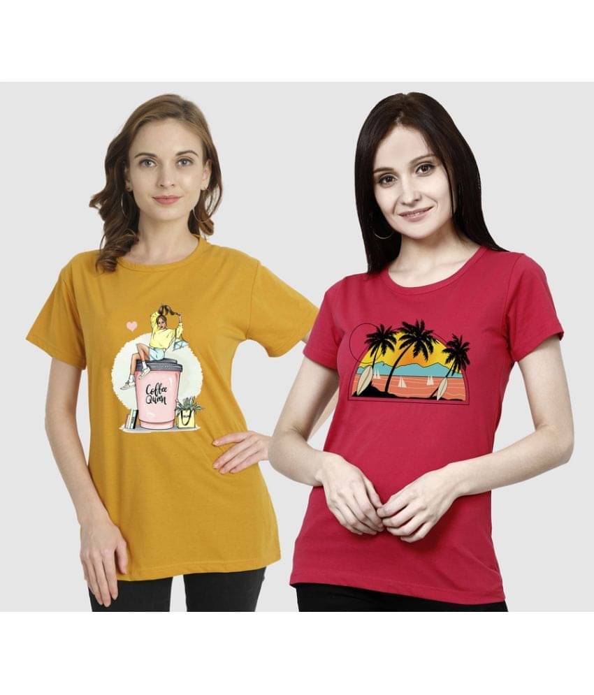     			CHOZI Women Cotton Blend Printed Regular Fit Round Neck T-Shirt ( Multi Color )
