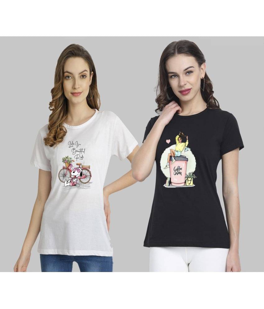 CHOZI Women Cotton Blend Printed Regular Fit Round Neck T-Shirt ( Multi Color ) CHOZI Women Cotton Blend Printed Regular Fit Round Neck T-Shirt ( Multi Color )