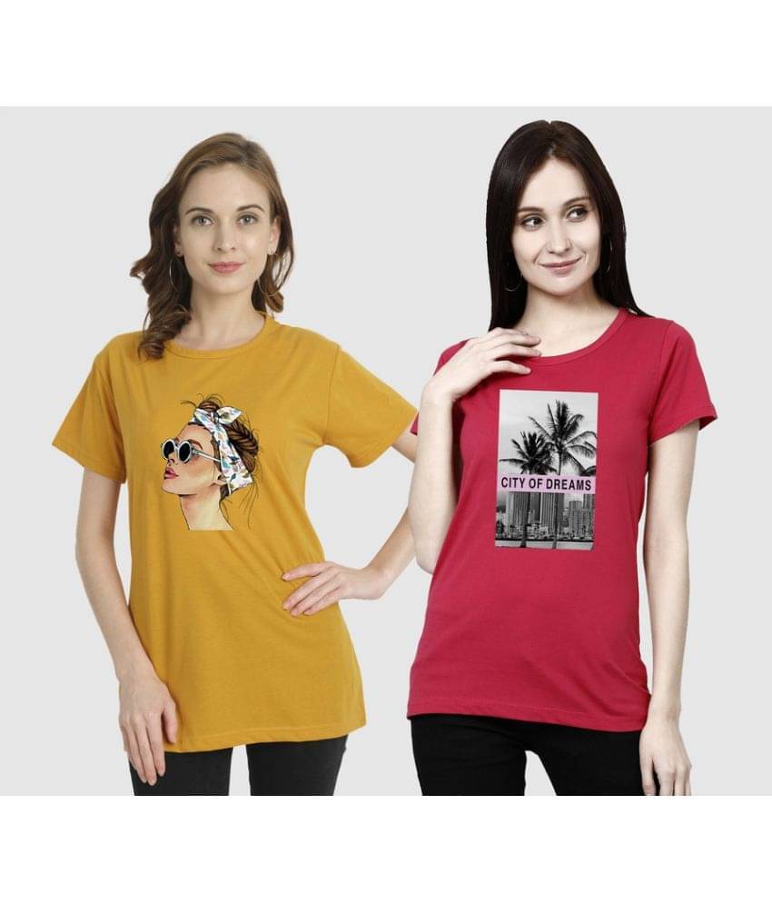 CHOZI Women Cotton Blend Printed Regular Fit Round Neck T-Shirt ( Multi Color )     			CHOZI Women Cotton Blend Printed Regular Fit Round Neck T-Shirt ( Multi Color )