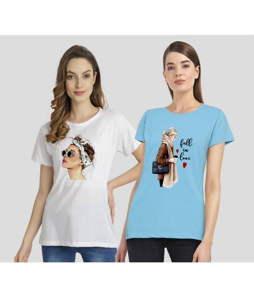     			CHOZI Women Cotton Blend Printed Regular Fit Round Neck T-Shirt ( Multi Color )