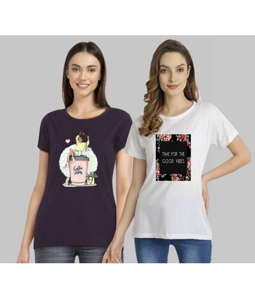 CHOZI Women Cotton Blend Printed Regular Fit Round Neck T-Shirt ( Multi Color ) CHOZI Women Cotton Blend Printed Regular Fit Round Neck T-Shirt ( Multi Color )
