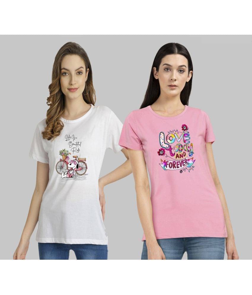     			CHOZI Women Cotton Blend Printed Regular Fit Round Neck T-Shirt ( Multi Color )