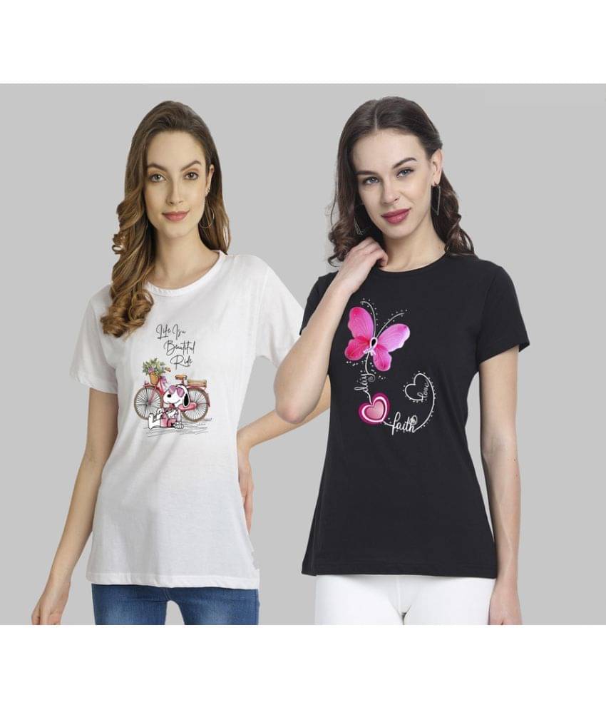CHOZI Women Cotton Blend Printed Regular Fit Round Neck T-Shirt ( Multi Color ) CHOZI Women Cotton Blend Printed Regular Fit Round Neck T-Shirt ( Multi Color )