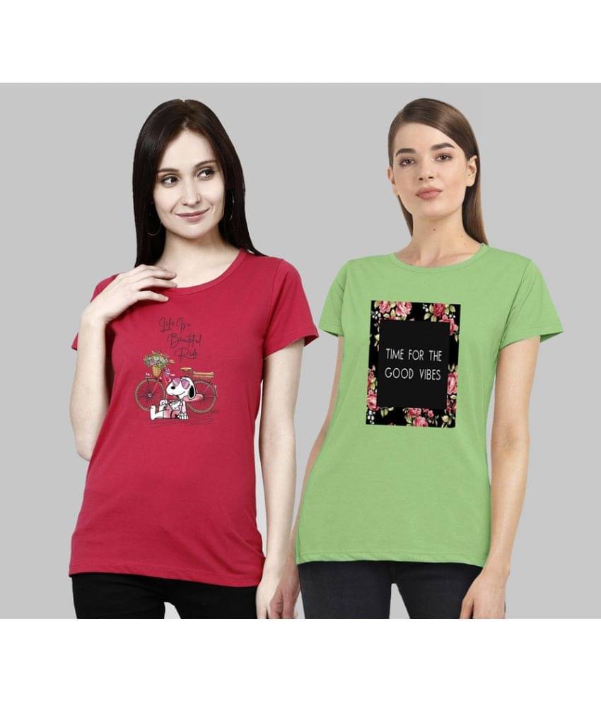CHOZI Women Cotton Blend Printed Regular Fit Round Neck T-Shirt ( Multi Color ) CHOZI Women Cotton Blend Printed Regular Fit Round Neck T-Shirt ( Multi Color )