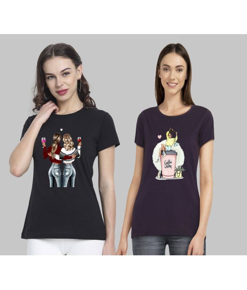 CHOZI Women Cotton Blend Printed Regular Fit Round Neck T-Shirt ( Multi Color ) CHOZI Women Cotton Blend Printed Regular Fit Round Neck T-Shirt ( Multi Color )