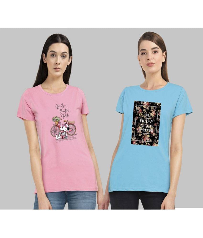 CHOZI Women Cotton Blend Printed Regular Fit Round Neck T-Shirt ( Multi Color ) CHOZI Women Cotton Blend Printed Regular Fit Round Neck T-Shirt ( Multi Color )