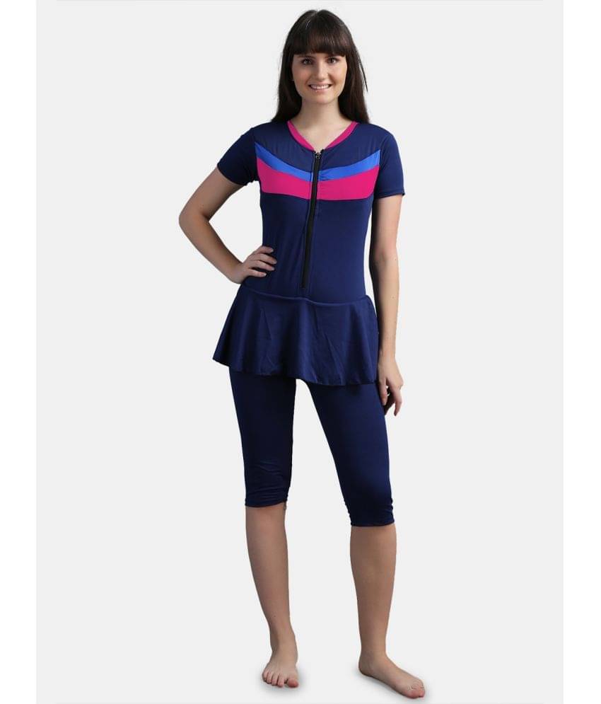     			N-Gal Polyester Navy One Piece Swimsuit without Skirt - Single