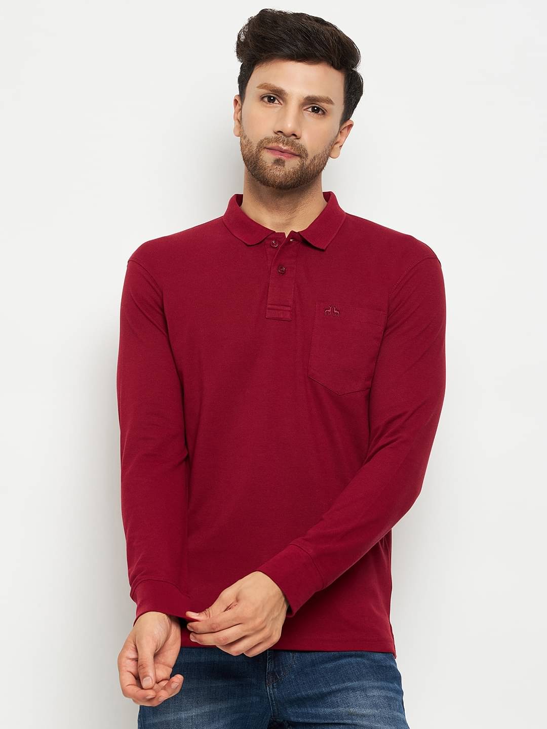 98 Degree North Pack of 1 Cotton Blend Regular Fit Solid Full Sleeves Men's Polo T Shirt ( Maroon ) 98 Degree North Pack of 1 Cotton Blend Regular Fit Solid Full Sleeves Men's Polo T Shirt ( Maroon )