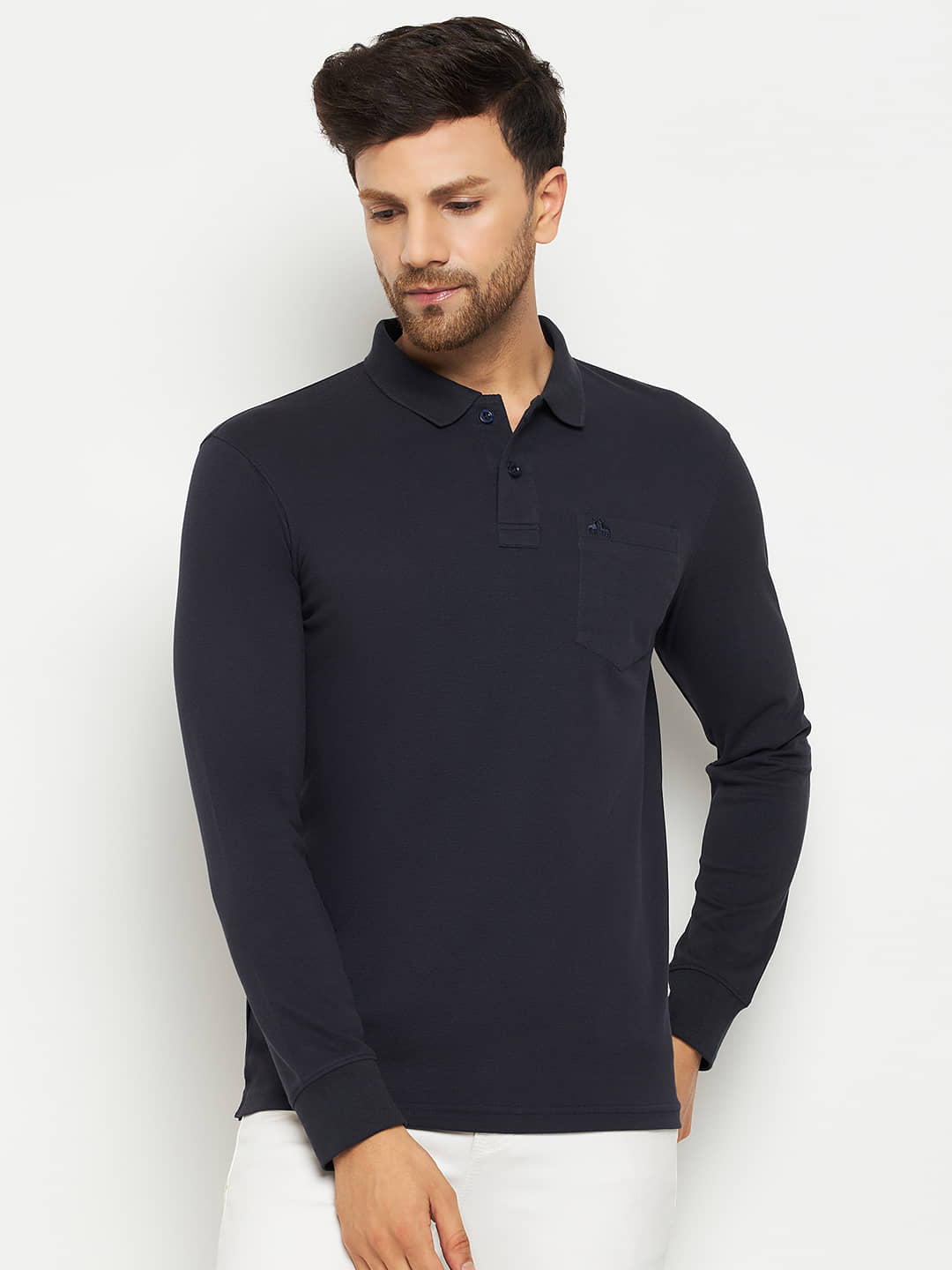 98 Degree North Pack of 1 Cotton Blend Regular Fit Solid Full Sleeves Men's Polo T Shirt ( Khakhi )