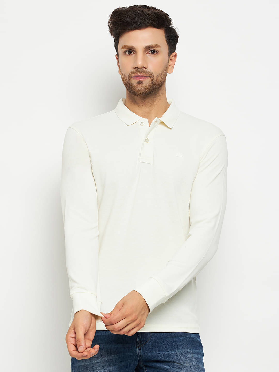 98 Degree North Pack of 1 Cotton Blend Regular Fit Solid Full Sleeves Men's Polo T Shirt ( White ) 98 Degree North Pack of 1 Cotton Blend Regular Fit Solid Full Sleeves Men's Polo T Shirt ( White )