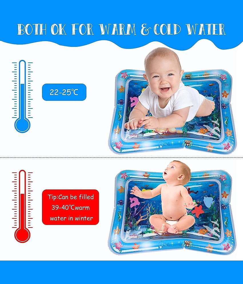 Baby Kids Water Play Mat Toys Inflatable Tummy Time Leakproof Water Play Mat & Toddlers Perfect Fun Activity Inflatable Mat, Activity Play Center Indoor and Outdoor,for Baby,Pack of 1,Blue