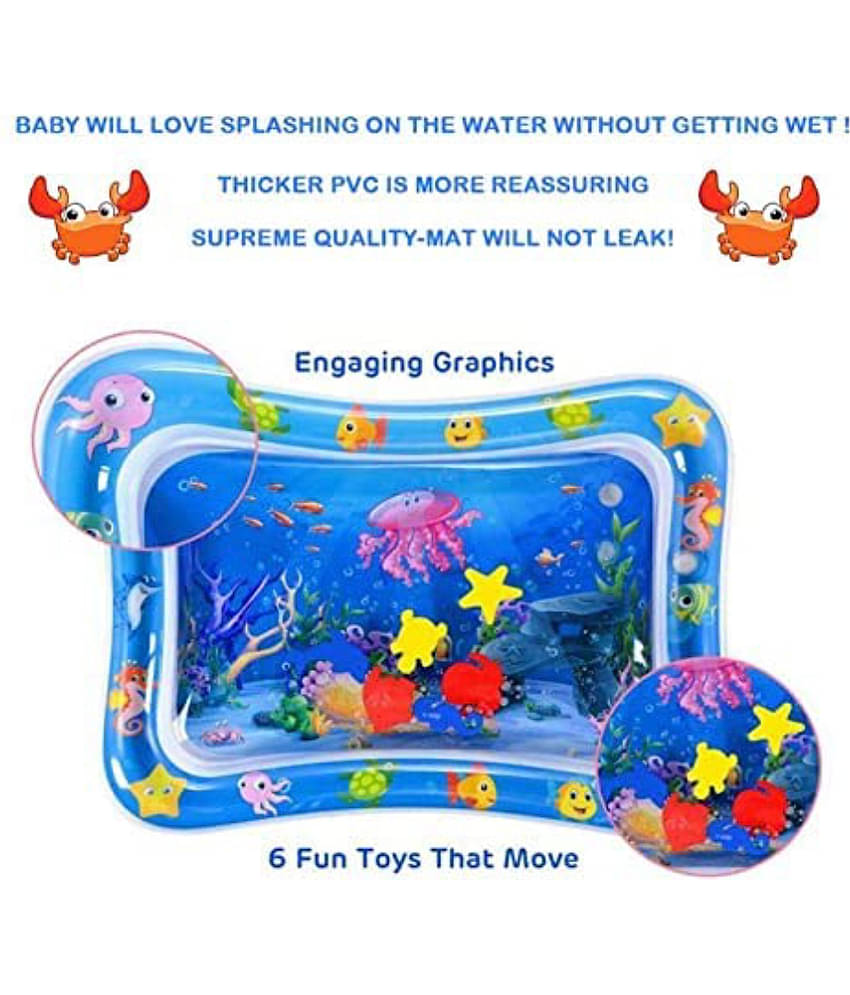 Baby Kids Water Play Mat Toys Inflatable Tummy Time Leakproof Water Play Mat & Toddlers Perfect Fun Activity Inflatable Mat, Activity Play Center Indoor and Outdoor,for Baby,Pack of 1,Blue