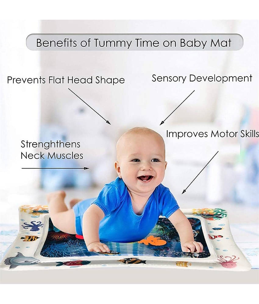 Baby Kids Water Play Mat Toys Inflatable Tummy Time Leakproof Water Play Mat & Toddlers Perfect Fun Activity Inflatable Mat, Activity Play Center Indoor and Outdoor,for Baby,Pack of 1,Blue