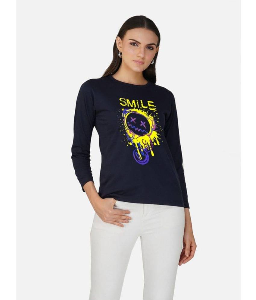     			CHOZI Women Cotton Printed Regular Fit Round Neck T-Shirt ( Blue )