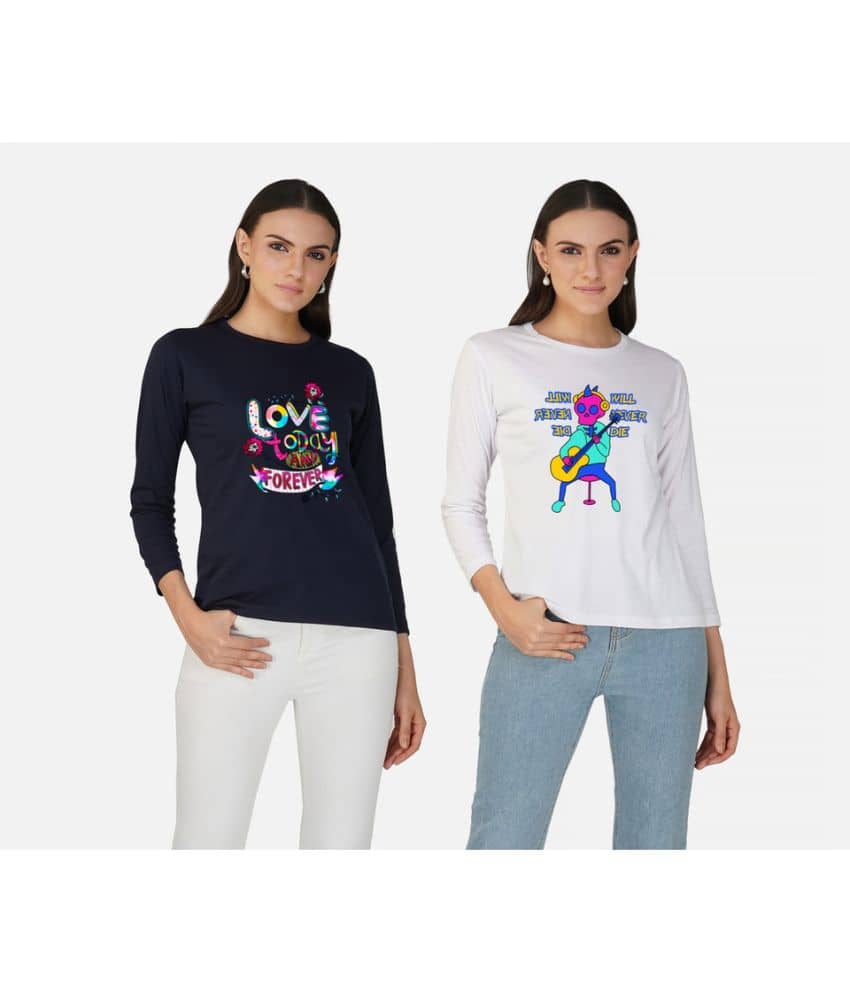 CHOZI Women Cotton Printed Regular Fit Round Neck T-Shirt ( Multi Color )
