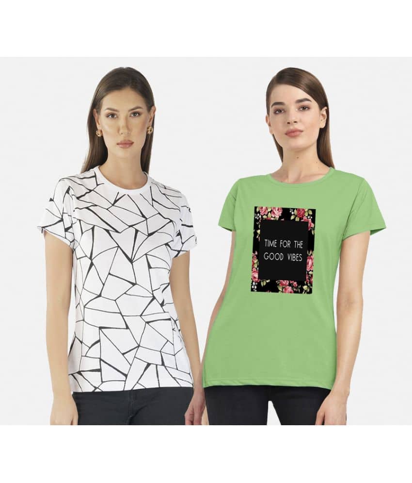 CHOZI Women Cotton Printed Regular Fit Round Neck T-Shirt ( Multi Color )