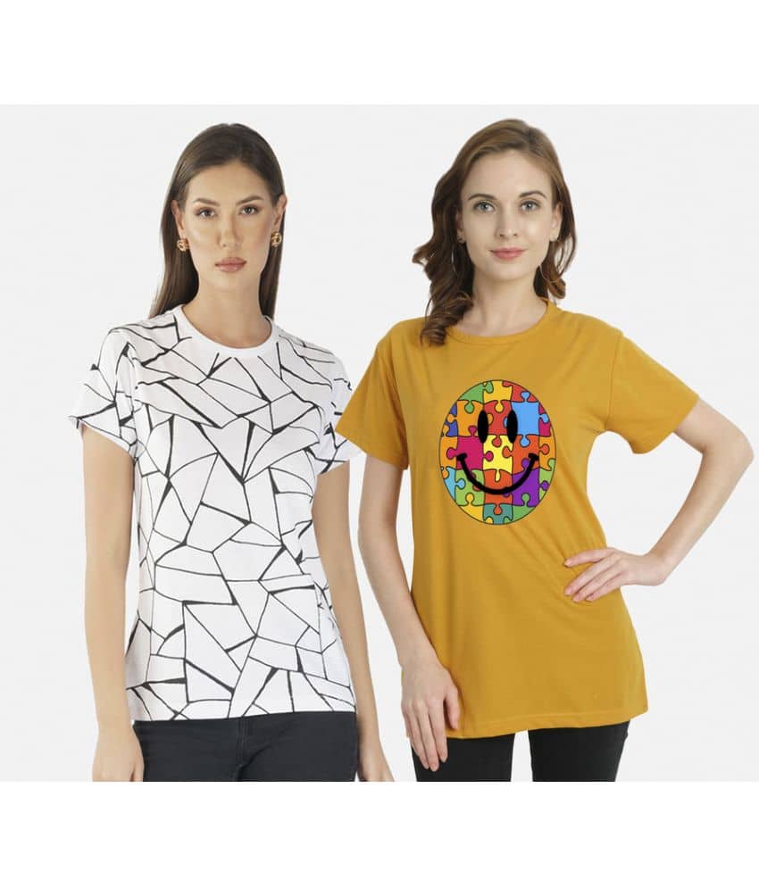 CHOZI Women Cotton Printed Regular Fit Round Neck T-Shirt ( Multi Color )