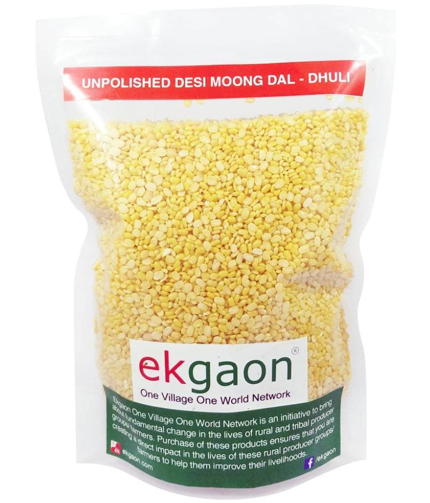 Ekgaon Unpolished Desi Moong Dal - Dhuli 450 gm Ekgaon Unpolished Desi Moong Dal - Dhuli 450 gm