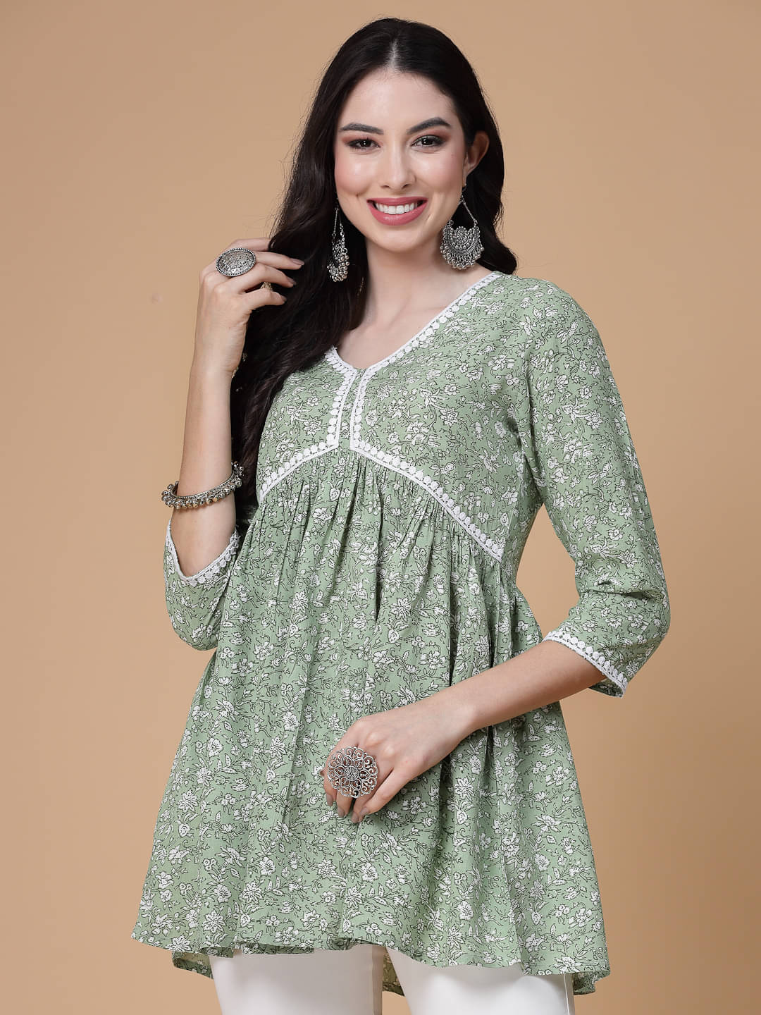     			GOD BLESS Women's Rayon Peplum Top ( Mint Green )