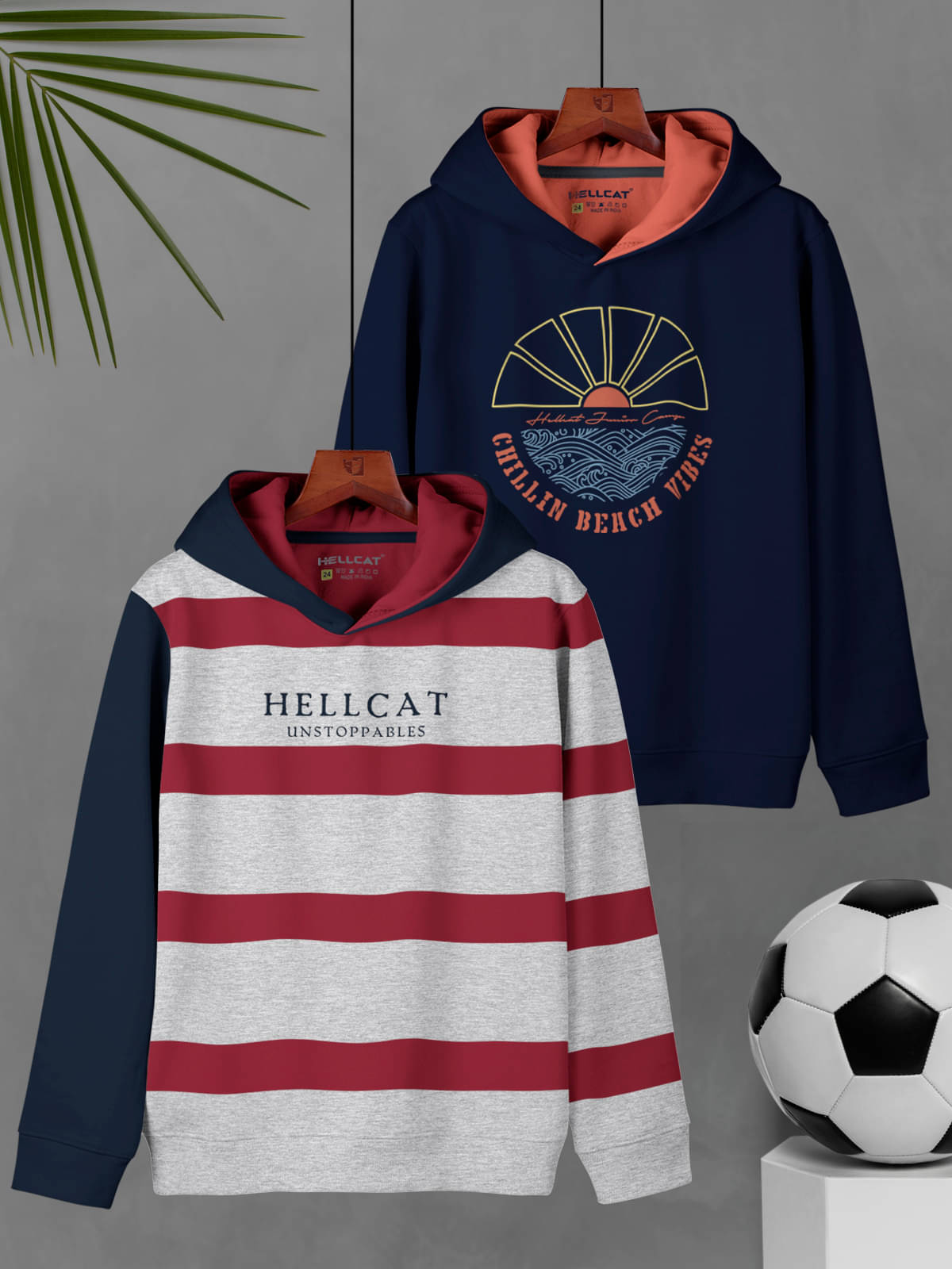     			HELLCAT Pack of 2 Boys Cotton Blend Sweatshirt ( Ecru )