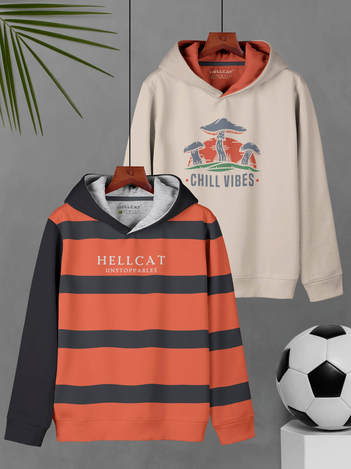     			HELLCAT Pack of 2 Boys Cotton Blend Sweatshirt ( Orange )
