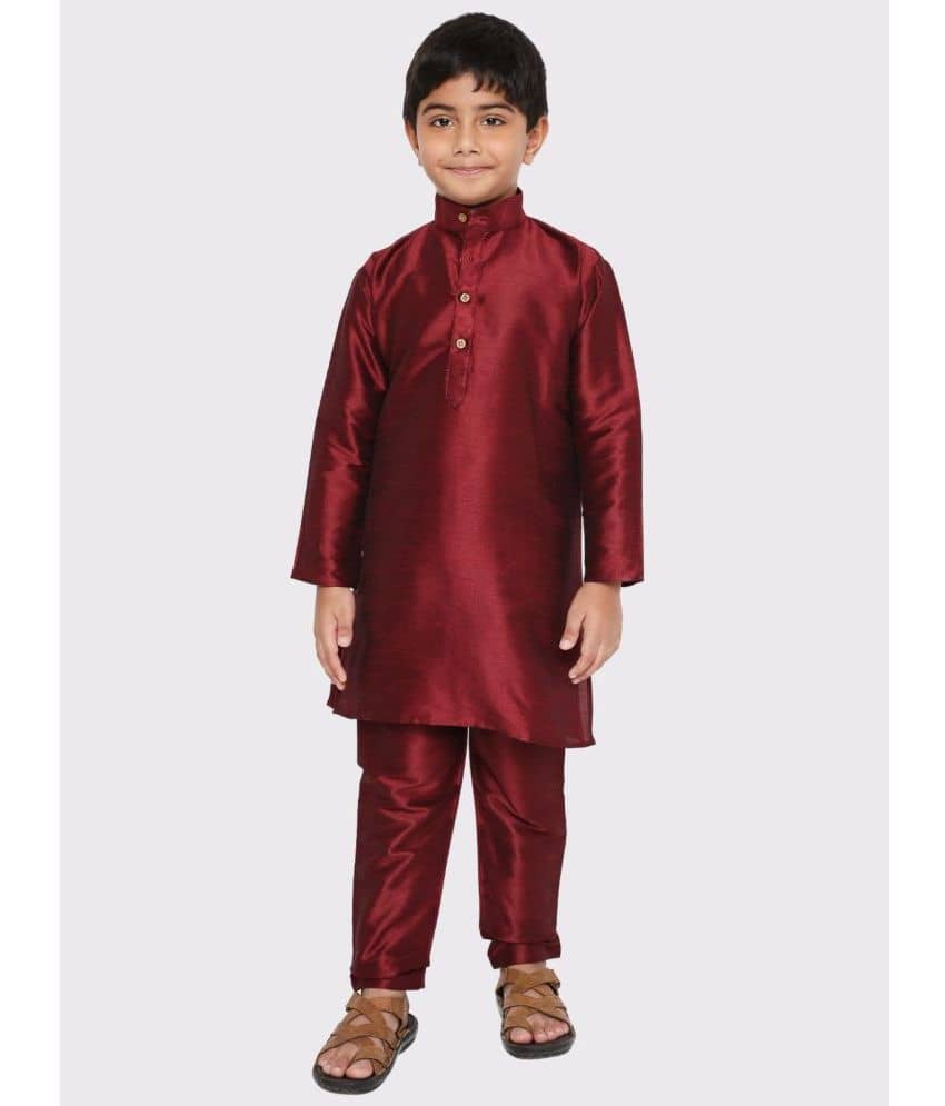 Maharaja Boys Silk Maroon Kurta Pant Set ( Pack of 1 ) - Kurtas & Kurta Sets | Buy online on ZillyBuy