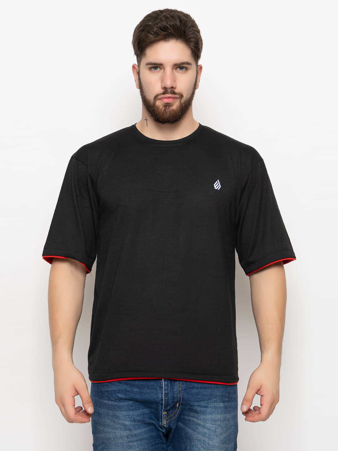 ZEBULUN Pack of 1 Cotton Blend Regular Fit Men's T-Shirt ( Black )