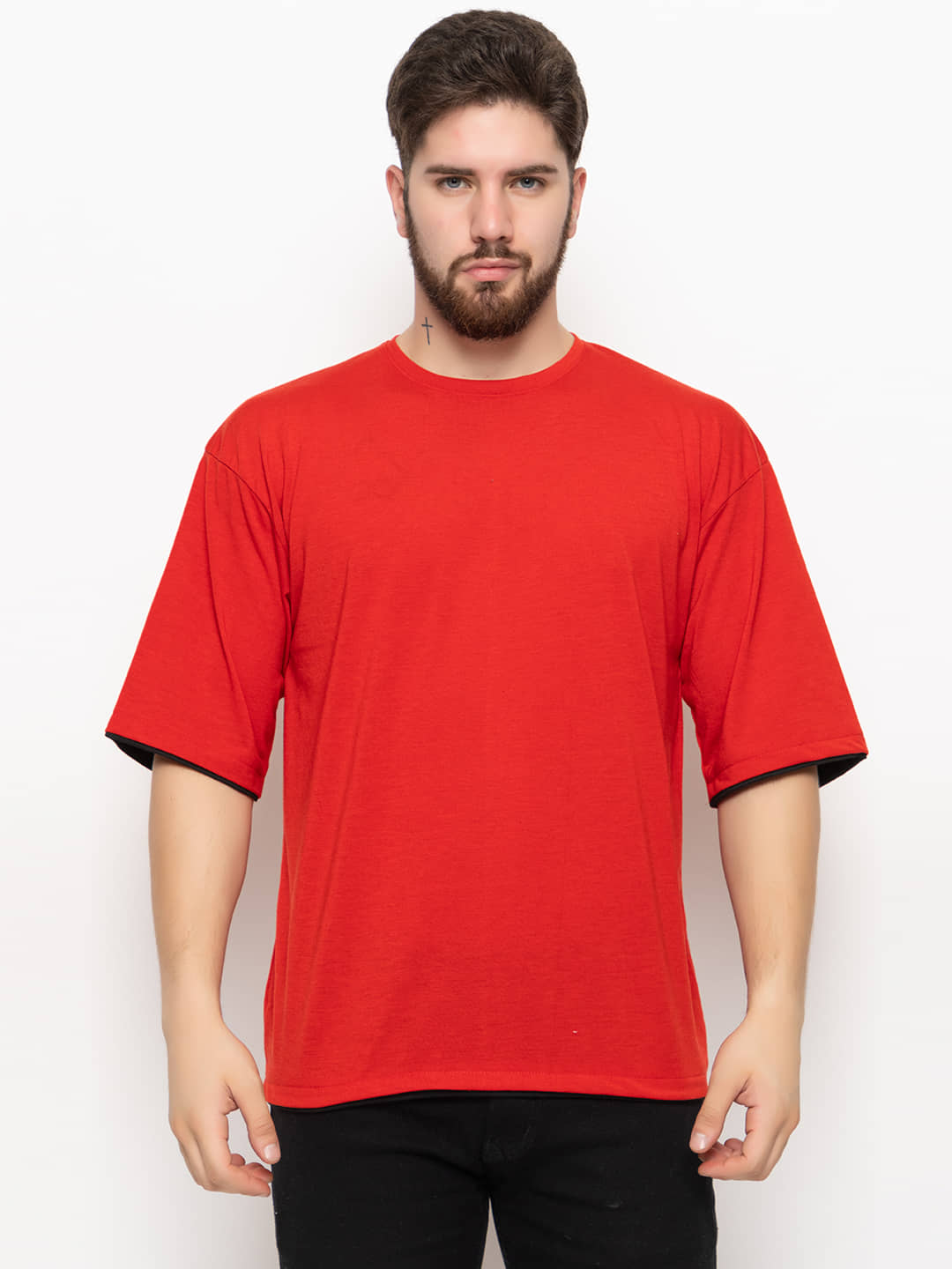 ZEBULUN Pack of 1 Cotton Blend Regular Fit Men's T-Shirt ( Red )