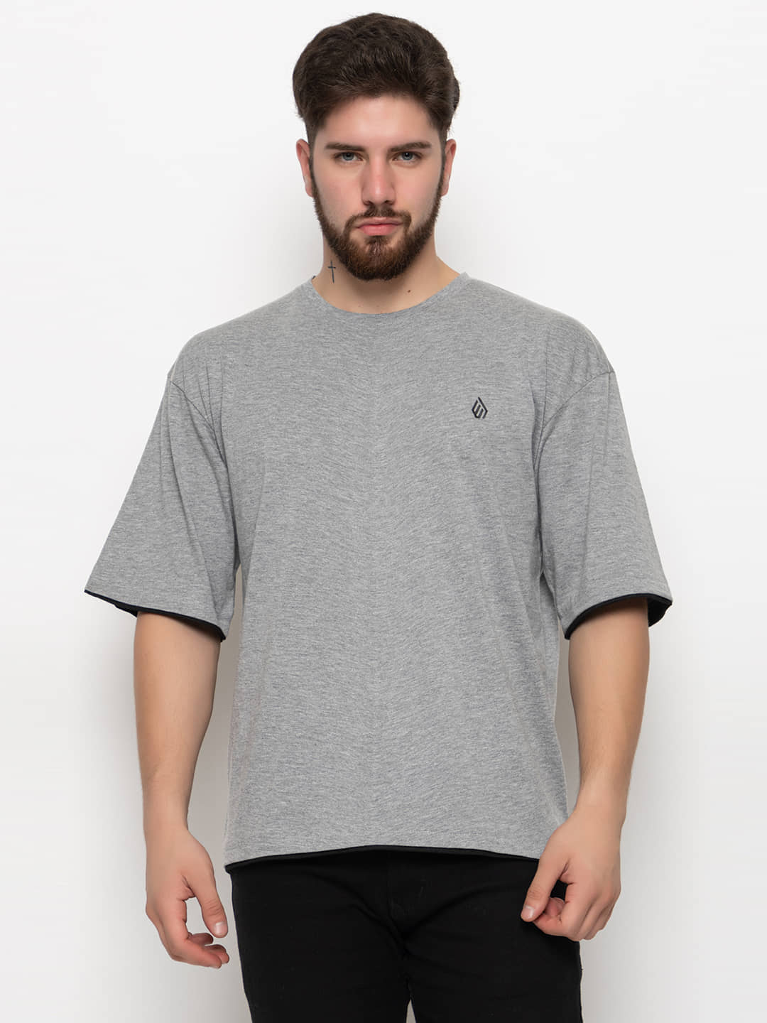 ZEBULUN Cotton Blend Regular Fit Solid Half Sleeves Men's T-Shirt - Grey ( Pack of 1 )