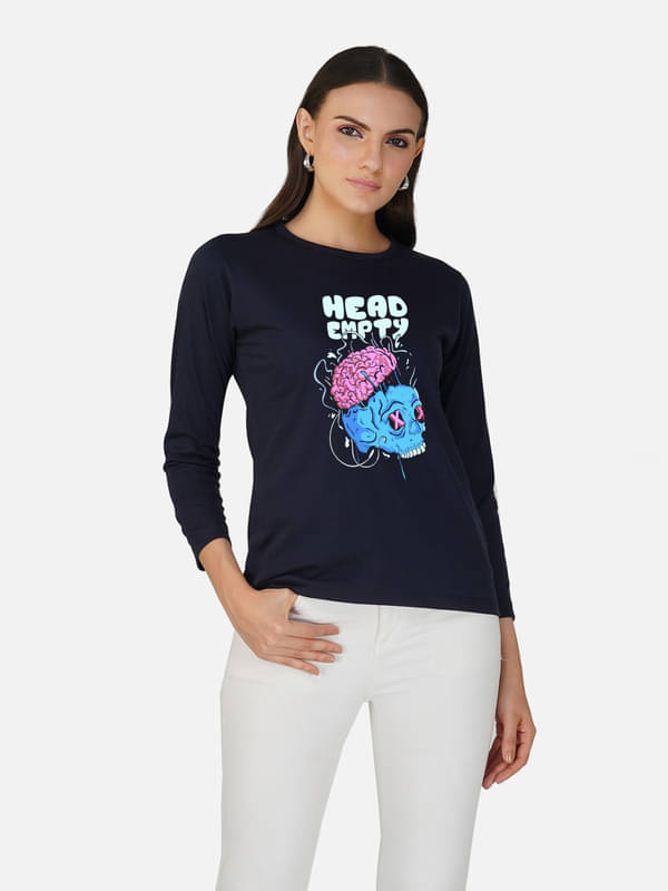 CHOZI Women Cotton Printed Regular Fit Round Neck T-Shirt ( Blue )     			CHOZI Women Cotton Printed Regular Fit Round Neck T-Shirt ( Blue )