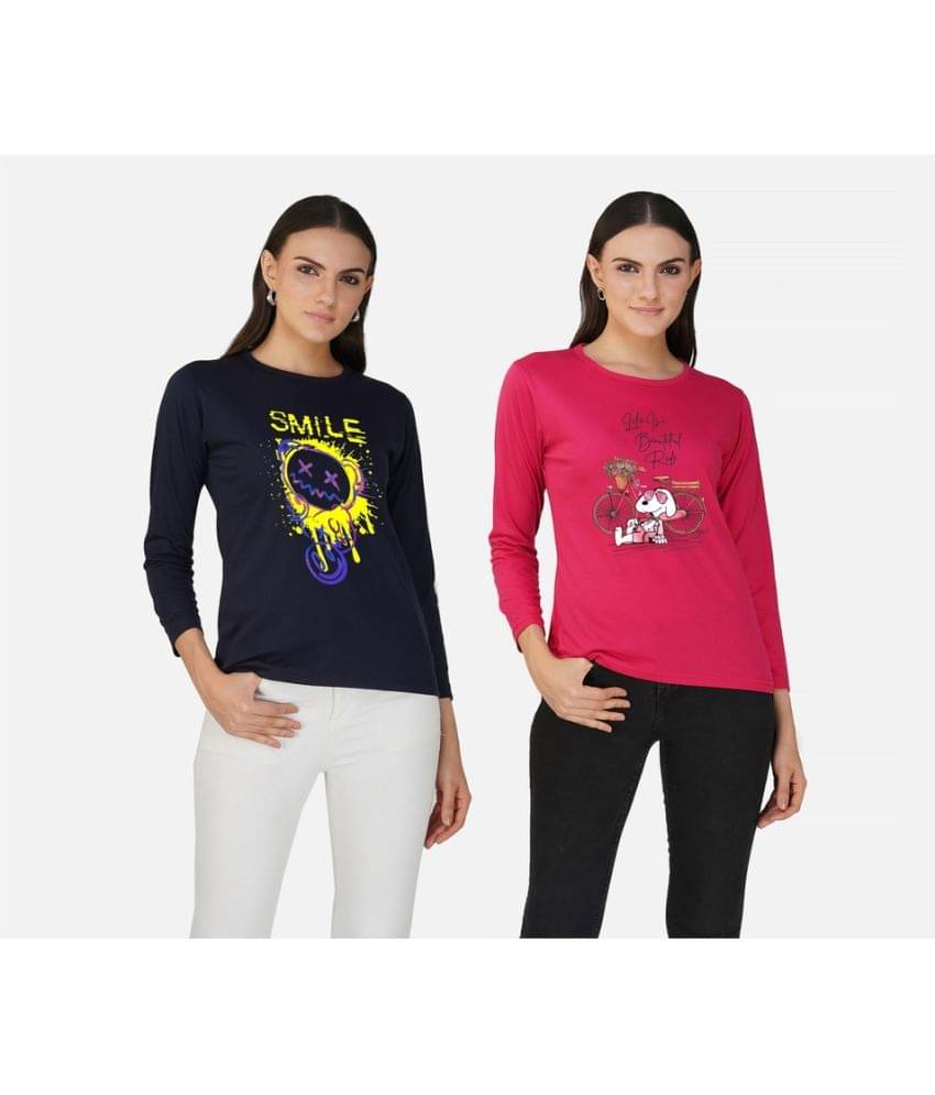     			CHOZI Women Cotton Blend Printed Regular Fit Round Neck T-Shirt ( Multi Color )