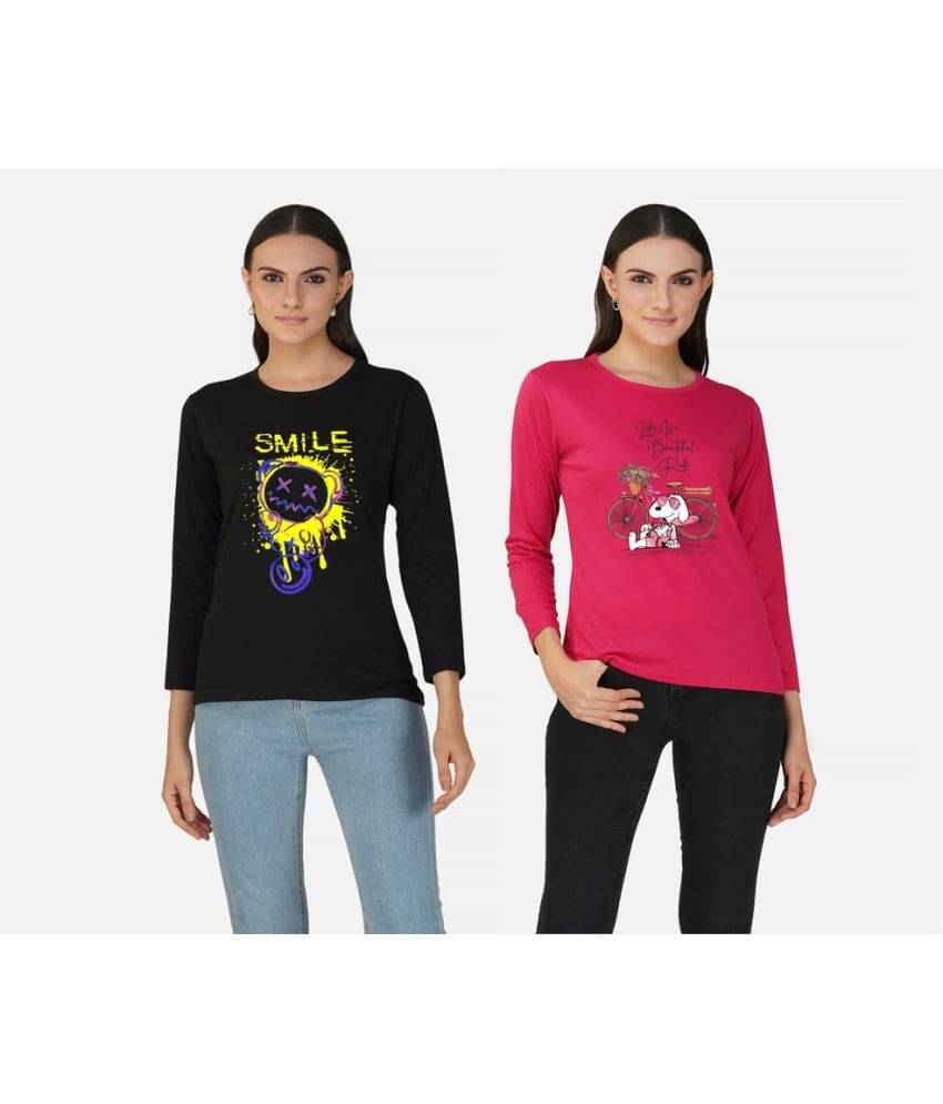     			CHOZI Women Cotton Blend Printed Regular Fit Round Neck T-Shirt ( Multi Color )