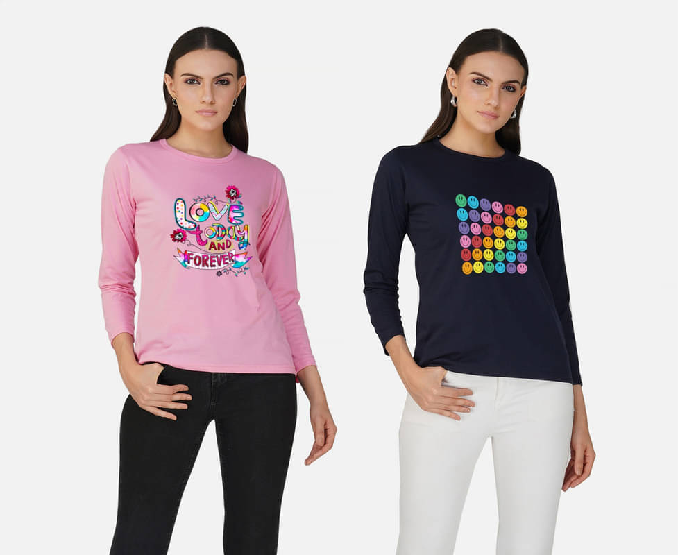     			CHOZI Women Cotton Blend Printed Regular Fit Round Neck T-Shirt ( Multi Color )