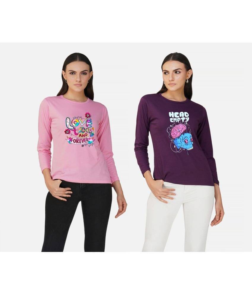     			CHOZI Women Cotton Blend Printed Regular Fit Round Neck T-Shirt ( Multi Color )