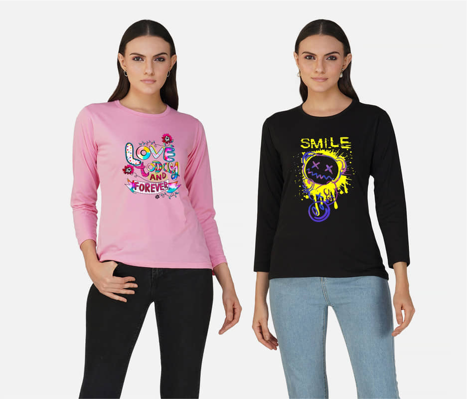 CHOZI Women Cotton Blend Printed Regular Fit Round Neck T-Shirt ( Multi Color )