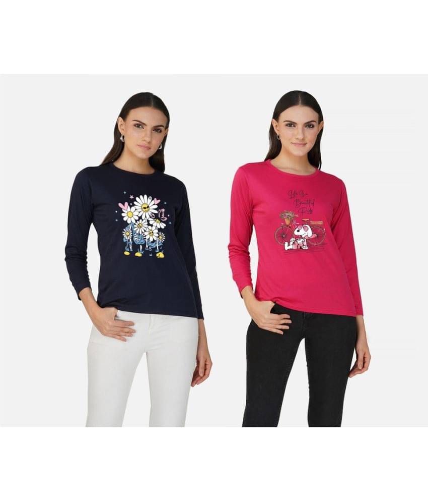 CHOZI Women Cotton Blend Printed Regular Fit Round Neck T-Shirt ( Multi Color ) CHOZI Women Cotton Blend Printed Regular Fit Round Neck T-Shirt ( Multi Color )