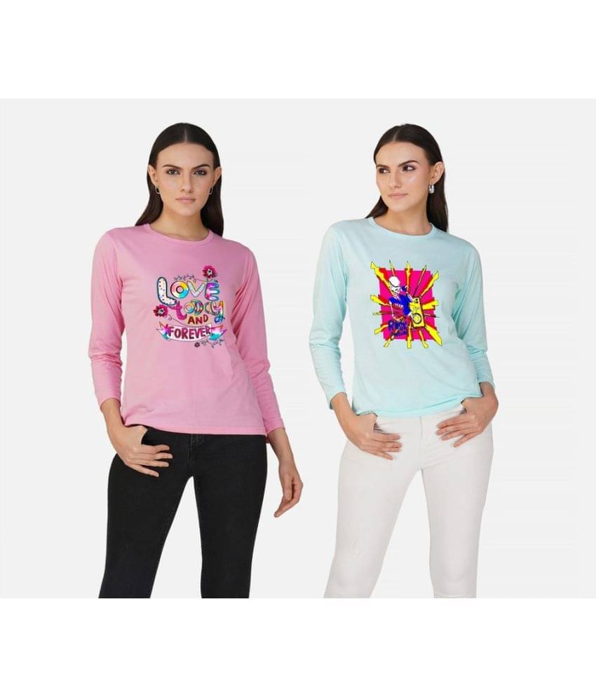     			CHOZI Women Cotton Blend Printed Regular Fit Round Neck T-Shirt ( Multi Color )