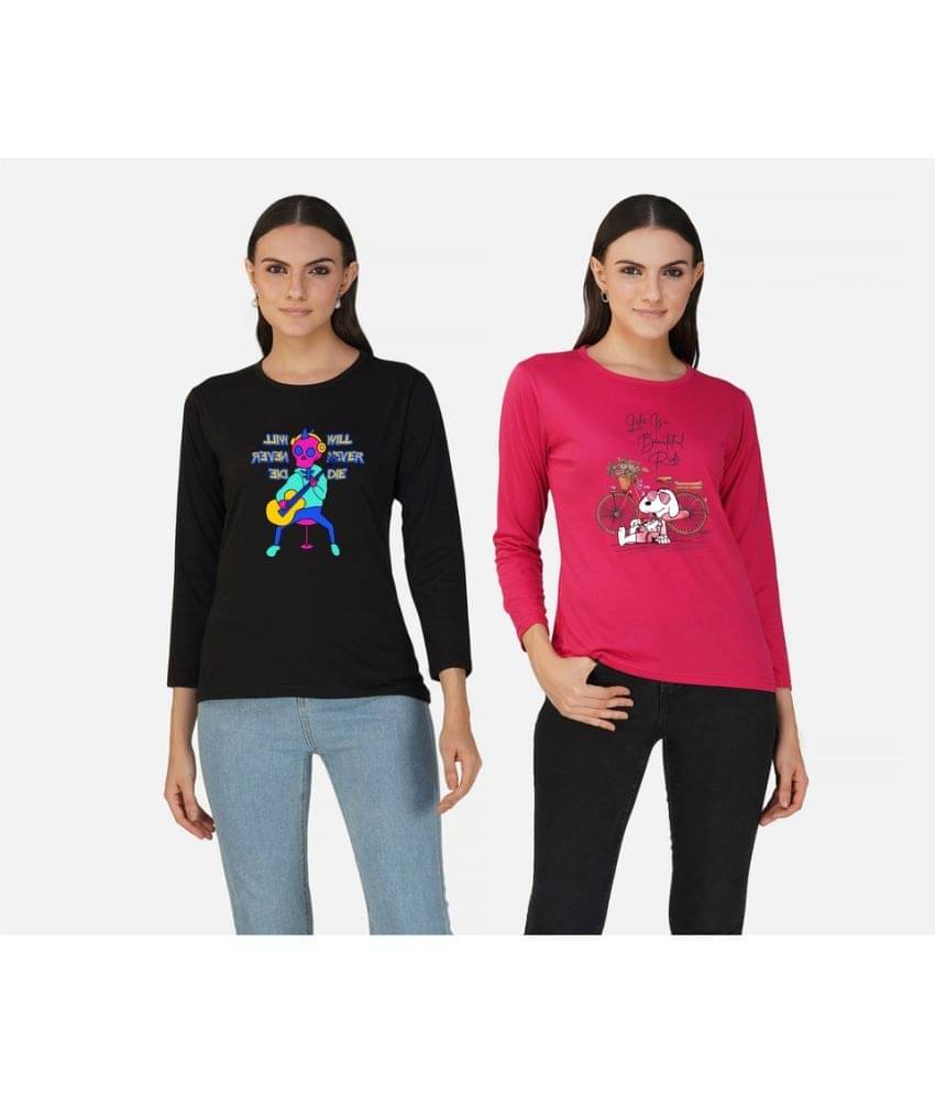     			CHOZI Women Cotton Blend Printed Regular Fit Round Neck T-Shirt ( Multi Color )